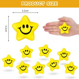 Ainiv Star Funny Face Stress Balls, 24 PCS Anti-Stress Balls for Adults, Mini Fun Star Shape Sensory Stress Ball for Kids and Adults, Hand Exercise Stress Relief Balls Toys for Anxiety Stress Relief