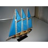 Atlantic Hand Made Wooden Model Sailing Ship 14" Blue Sail