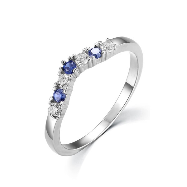 Ladies Solid Sterling 925 Silver Tanzanite and White Sapphire Wishbone