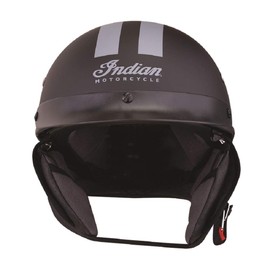 Indian Motorcycle Half Helmet with Gray Stripe, Black