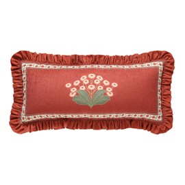 bilin gaier Rectangle Throw Pillow Covers,Red Cozy Velvet with Leaves and Floral Pattern Pillowcases,Decoration Long Lumbar Pillows Cushion Covers for Living Room Couch Sofa Bed Car Chair,12"x28"