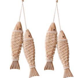 Yerleomit Maritime Decorative Wooden Fish Decoration with String, Maritime Decoration, Outdoor Hanger, Wooden Fish Decoration, Maritime Decoration for Hanging, for Home, Indoor, Outdoor, Patio, Porch