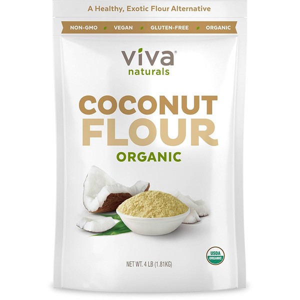 Organic Coconut Flour (4 LBS) - Perfect for Gluten Free Baking, Paleo & Vegan Certified, Unbleached & Unrefined Baking Flour Substitute, 1.81 kg