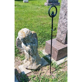Carson 36" Black Metal Wreath Stake - In-Ground Wreath Hanger for Cemetary, Graveside, Memorial Garden