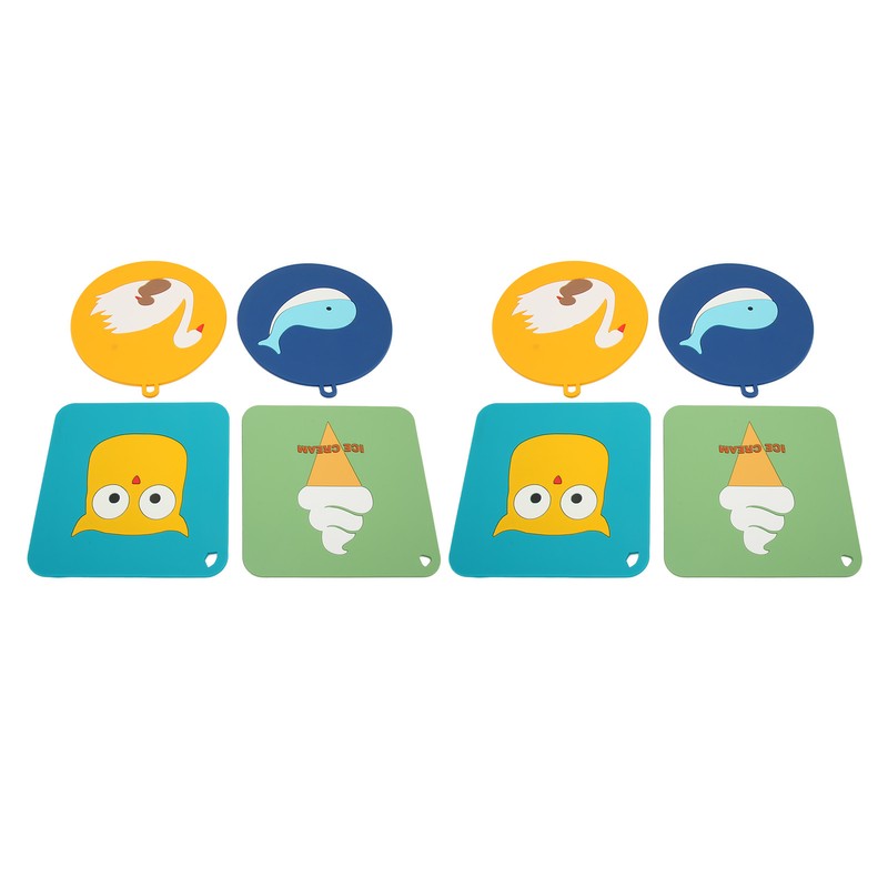 6Pcs Silicone Trivet Mats Cartoon Style Anti Slip Flexible Hanging