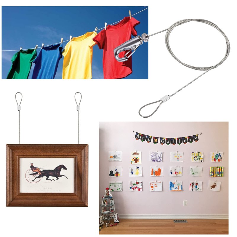 IDGGDI 6 Pack Picture Rail Hooks and Wire Hanging System,