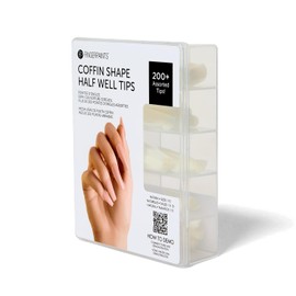 FingerPaints Coffin Shape Half Well Tips, Flexible, Quick to Apply & Easy to Blend, 200 Ct