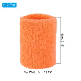PATIKIL Sports Wristbands 8x8cm for Tennis Basketball Working Out Athletic Running Sweatband Sweat Band Orange Color 12pcs