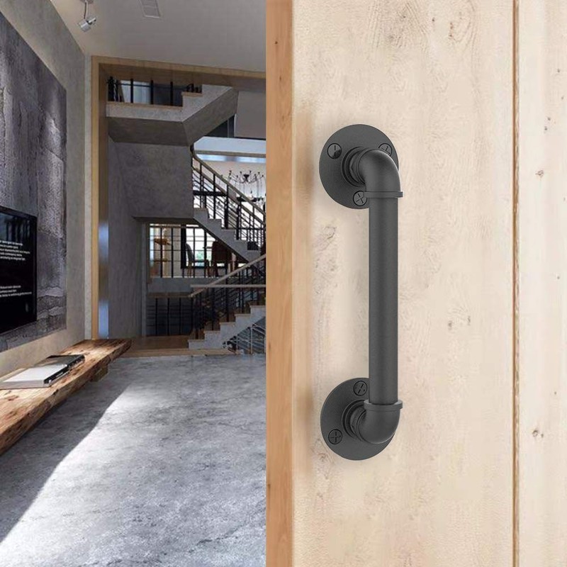 Retro Door Handle for Barn Door Furniture Fittings, Black Door