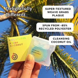 Cocofloss Woven Dental Floss, Dentist-Designed Oral Care, Coconut Scent, Waxed, Expanding, Kid-Friendly String Floss with Coconut Oil, 3 Spools (33 yd Each)