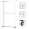 Sywhitta Double Rod Clothing Garment Rack, Rolling Clothes Organizer on