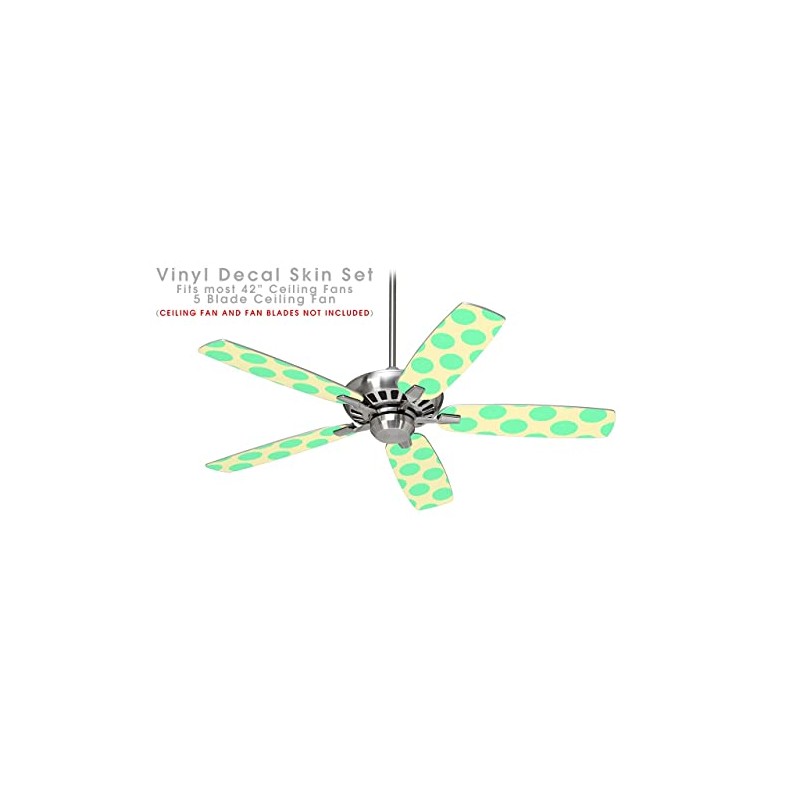 Kearas Polka Dots Green On Cream - Ceiling Fan Skin