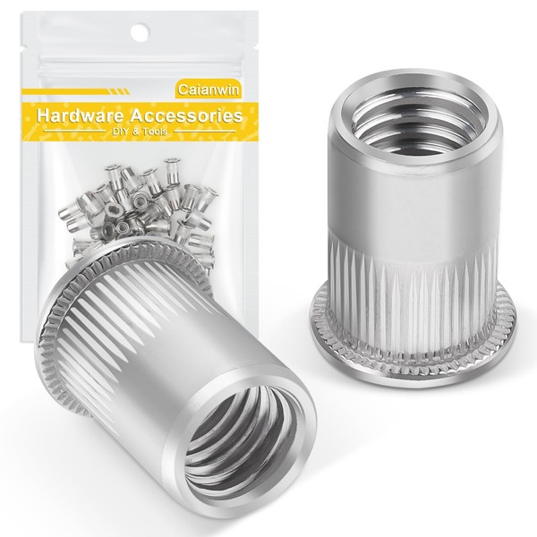 Caianwin Flat Head Rivet Nuts Stainless Steel A2 V2A Threaded