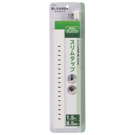 Ohm Denki HS-T8515L-W Slim Tap (8.5 pcs, 0.5 ft (1.5 m), White