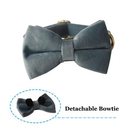 Dog Collar with Bow Tie，Adjustable Velvet Pet Collar for Dogs with Metal Buckle and Stylish Detachable Bow Tie for Small Medium or Large Boy and Girl Dogs and Cats, Neck 10.6-16.1 Inches