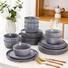 AmorArc Stoneware Dinnerware Sets,Round Reactive Glaze Ceramic Plates and Bowls