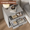 ADORNEVE Nightstands Set of 2,Grey Nightstand with Charging Station &