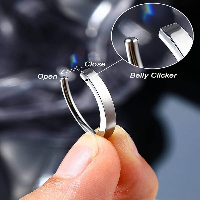 Oufer 14G Clicker Hoop Curved Belly Ring - Color: Silver