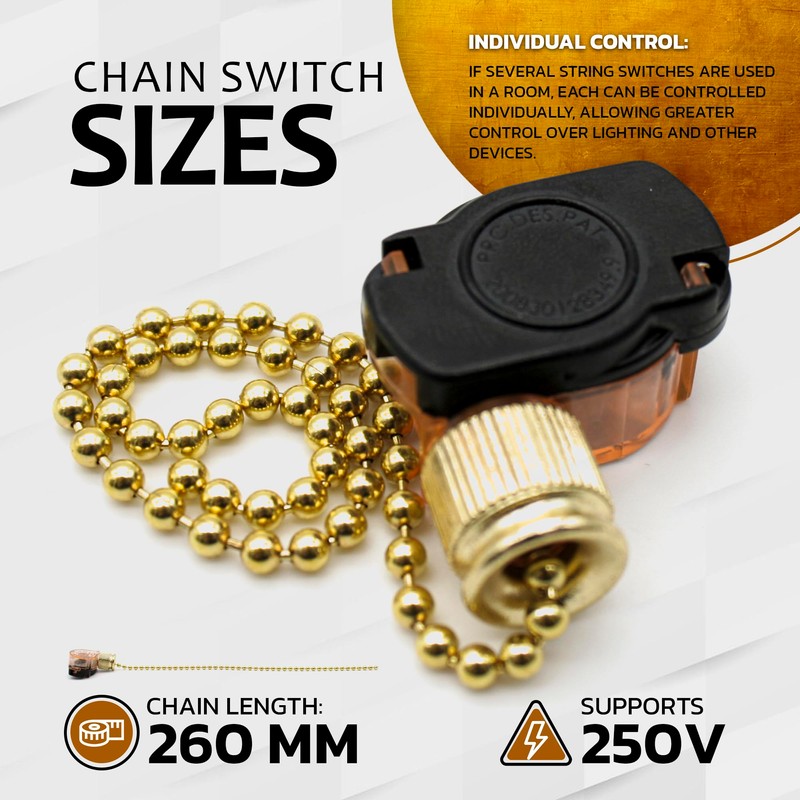 DOJA Barcelona Light Switch with Chain, Pack of 1, 250