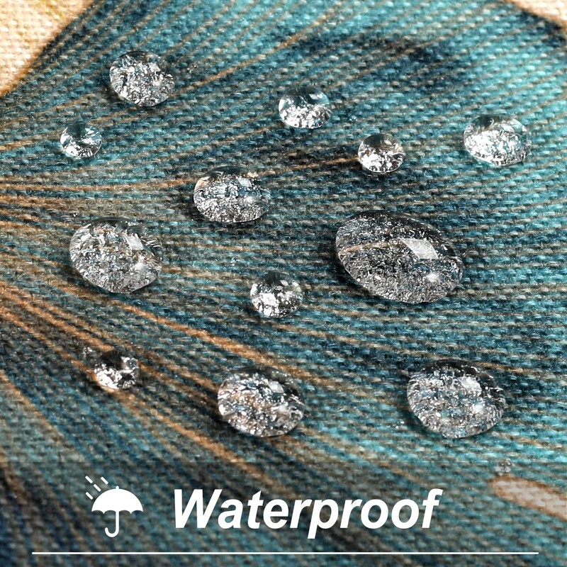 Table Runner Ginkgo Leaf Linen Waterproof Outdoor Polyester Durable Blue