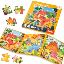 Magnetic Puzzles for Kids Ages 3-5, 3 in 1 Dinosaurs Magnetic Jigsaw Puzzle Book, Travel Puzzles Toys for Toddlers 3-8 Year (Dinosaur World)