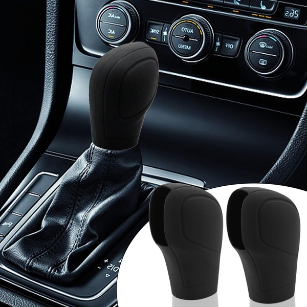 JOYCOURT 2PCS Car Gear Shift Knob Cover, Silicone Anti-Slip Auto Knob Gear Stick Protector, Universal Car Interior Accessories for Most Car Models