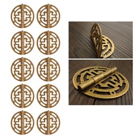 Rankomu 10 Sets Bronze Round Brass Antique Decorative Hinges Hollow Corrosion Resistant Jewelry Box Hinge for Jewelry Cabinets Gift Boxes