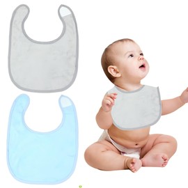 Pack of 2 Baby Bibs, Terry Cloth Bibs for Boys, Girls, Drool Bib, Very Absorbent, Size Adjustable Inner Pocket for Women and Girls, M