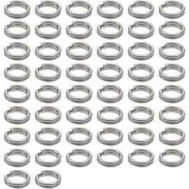 50Pcs Fishing Split Rings Stainless Steel Fishing Tackle Rings Chain Fishing Lures Connector Double Circles Split Rings Fishing Split Rings,Terminal Tackle and Accessories，Swivels and Snaps,Split Ring