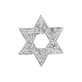 Delicate Full Crystal Star of David Brooch Pin Rhinestone Star Bouquet Brooch Lapel Pin Wedding Party Jewelry Gift (A:silver)