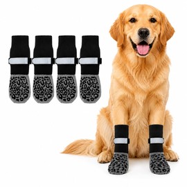 Dog Socks to Prevent Licking Paws, Anti Slip Dog Socks with Double-Sided Grippers, 4PCS Dog Paw Protectors for Hardwood Floors, Traction Control for Senior Dogs, Medium Large Dogs (Medium)