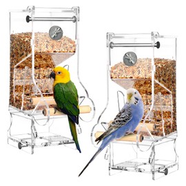 Hosukko 2PCS No Mess Bird Feeder, Transparent Acrylic, Reducing Waste, Suitable for Small Birds