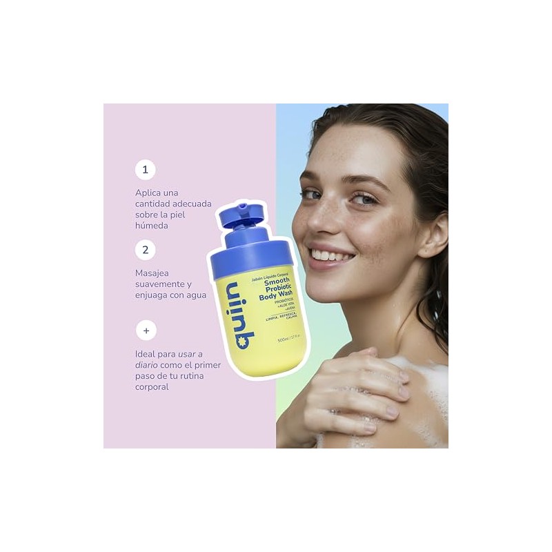 Quiin Smooth Probiotic Body Wash – Limpiador corporal con probióticos,