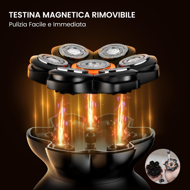 MAXGROOM 7D Rasoio Testa Calva Zero Assoluto 2 Velocità 7000&6600