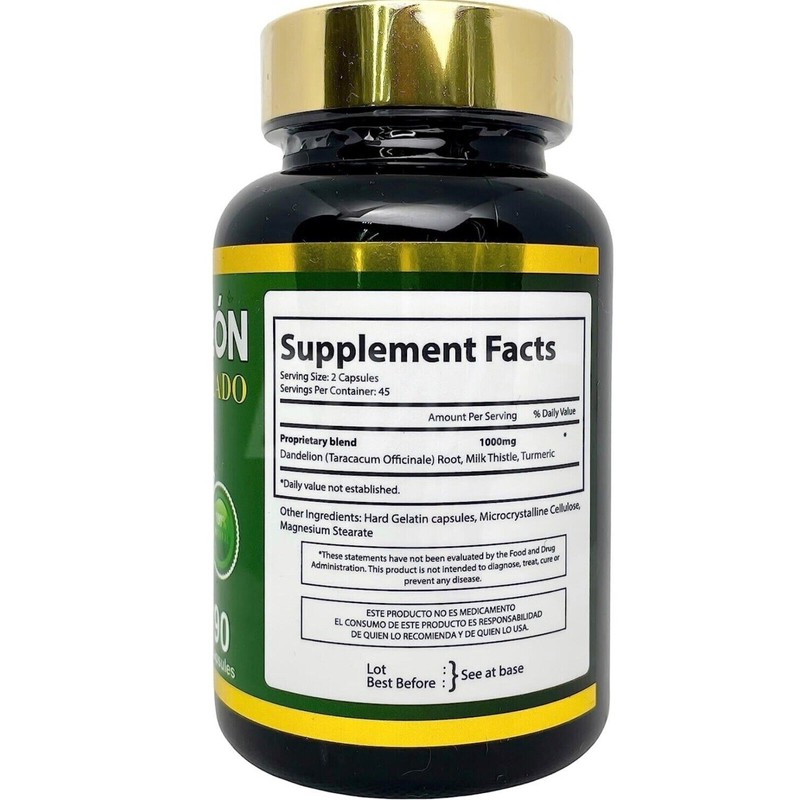 Productos El Colibri Dandelion Root 90 Capsules Diente de León