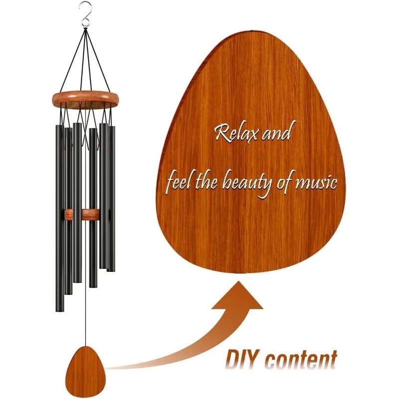 Wind Chimes, 65 cm Aluminium Wind Chimes, 6 Metal Tubes,
