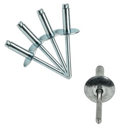 100PCS Large Flange Aluminum Pop Rivets 3/16" X 3/4" Big Head Steel Mandrel Dome Body Blind Clenches Set for Sheet Steel Duct Work Aluminum Boat Clenches Long Pop Rivets