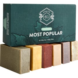 Crate 61 Organics Crate 61, Vegan Natural Bar Soap, Handmade Soap With Premium Essential Oils, Cold Pressed Face And Body Bar Soap For Men And Women 6 Pack (Most Popular)