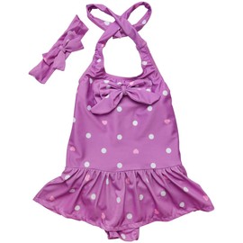Jastore - Traje de baño de una pieza para niñas con diadema, Púrpura, 4-5T