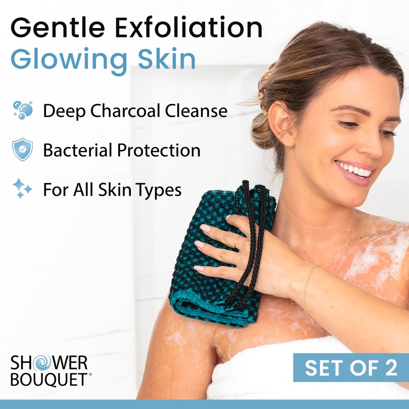 Japanese Exfoliating Washcloth Back & Body 2-Pack by Shower Bouquet: