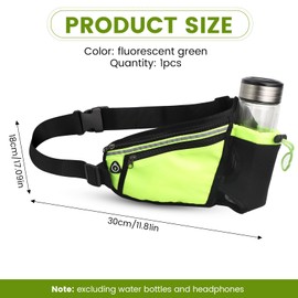 Water Bottle Belts Holder Waterproof Facilitate Waist Bag Fluorescent Green Bumbag Hydration Belt Running Belt with Water Bottle Holder Adjustable for Running Hiking Travel & Outdoor