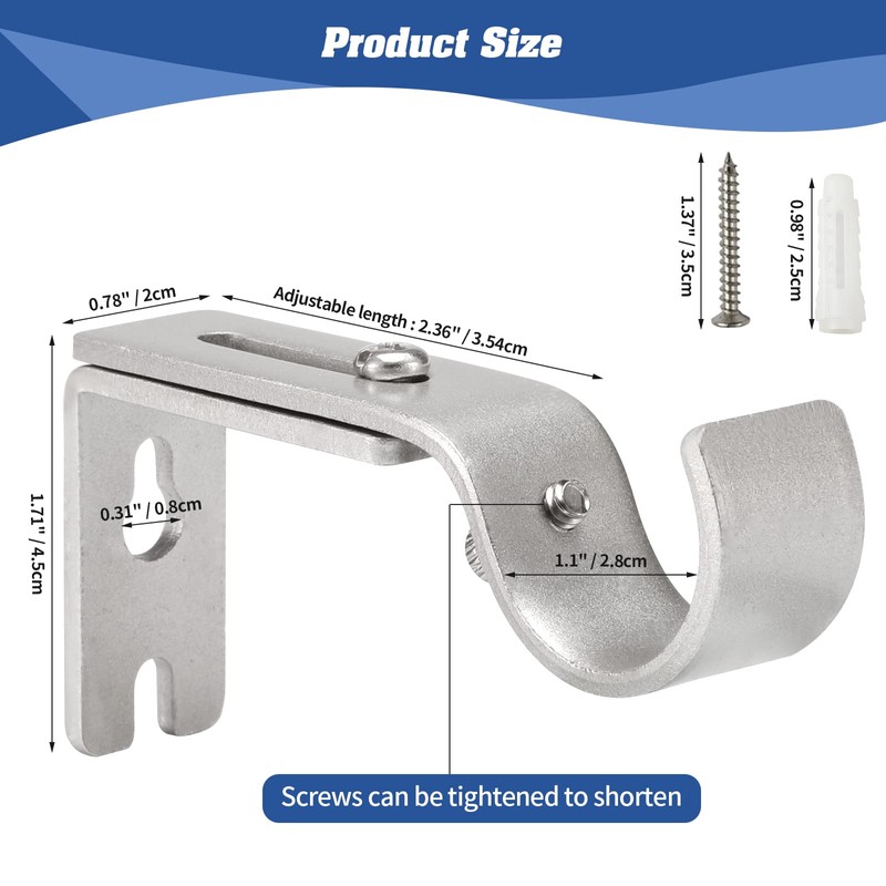 Creatyi Adjustable Curtain Rod Brackets - Heavy Duty 1 Inch