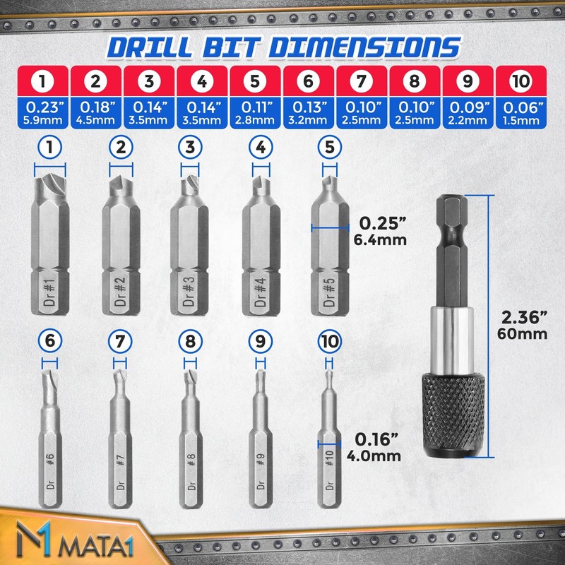 Mata1 - Screw Extractor Set for Stripped, Broken, Damaged Screws