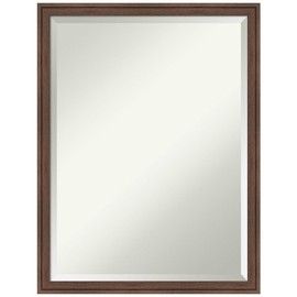 Amanti Art Brown Bathroom Mirror for Over Sink, 26x20 Florence Medium Brown Rectangle Vanity Mirror, Medium Casual Frame, Hangs Horizonally and Vertically, Bathroom Wall Decor, Beveled Edge