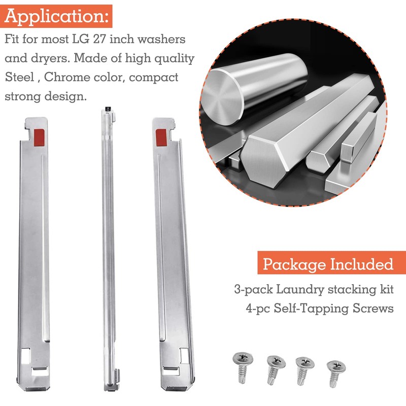 27 Inch Laundry Stacking Kit Chrome Steel for KSTK1 Suitable
