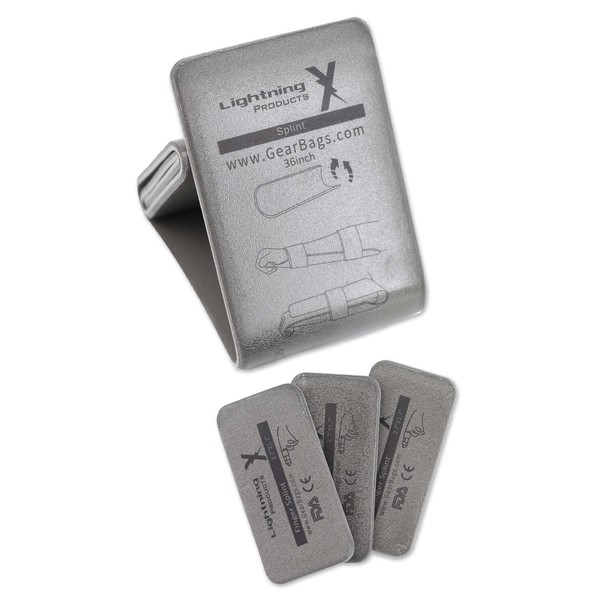 Lightning X Universal Padded Aluminum Medical Splint Kit - 36" Roll Splint + 3 Finger Splints - Tactical Black/Grey
