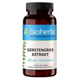 Gerstengras Kapseln BIOHERBA 300 mg - 100 Stück | Natürliches Green Superfood für Gesundheit, Haare und Ernährung