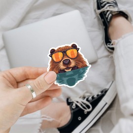 3Pcs Cool Beaver Sticker Funny Cute Beaver Stickers and Decal Cool Beaver Stickers Cool Beaver Water Gifts Beaver Sticker Decal Vinyl Gift for Laptop Bottle Phone Car Hard Hat Helmet 3"x3" (C1)