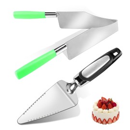 Juego de 2 piezas para tartas y cortador multifunción de acero inoxidable para cortar y servir postres, brownies, espátula para tartas de pizza (verde)