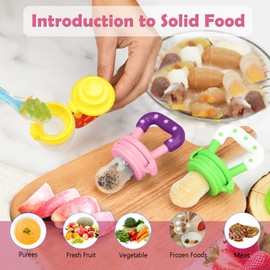 WAJIAYON Baby Fruit Feeder/Food Feeder Pacifier (3 Pack)- Infant Teething Toys | Fruit Pacifier Feeder | Silicone Teether Feeder Baby | Baby Feeding Essentials | Food Pacifier for Babies - Pink